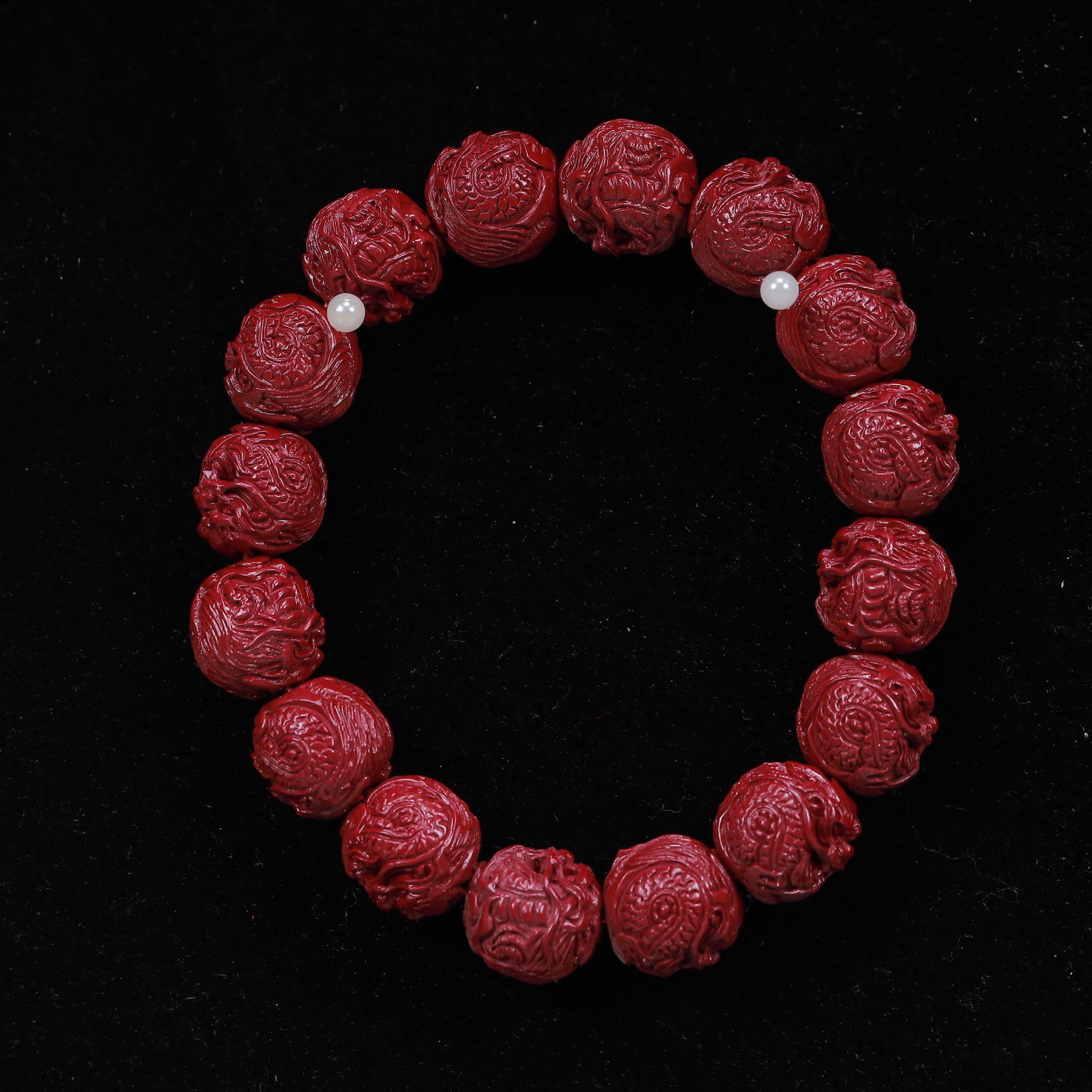 An Exquisite Cinnabar Bracelets: An Exquisite Cinnabar Bracelets, Size:14cm*16, Weight:62g 朱砂手串