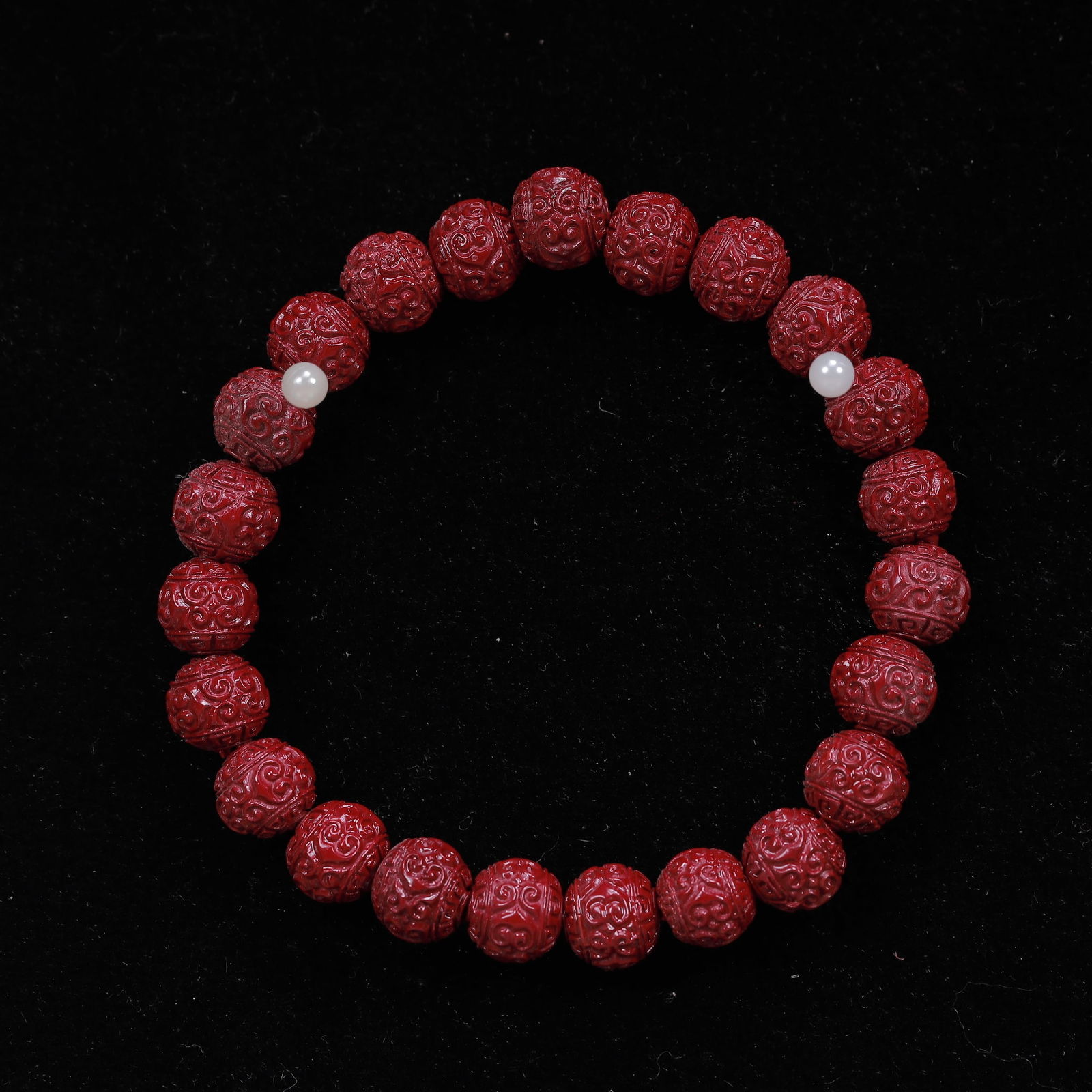 An Exquisite Cinnabar Bracelets: An Exquisite Cinnabar Bracelets, Size:9cm*24, Weight:19g 朱砂手串