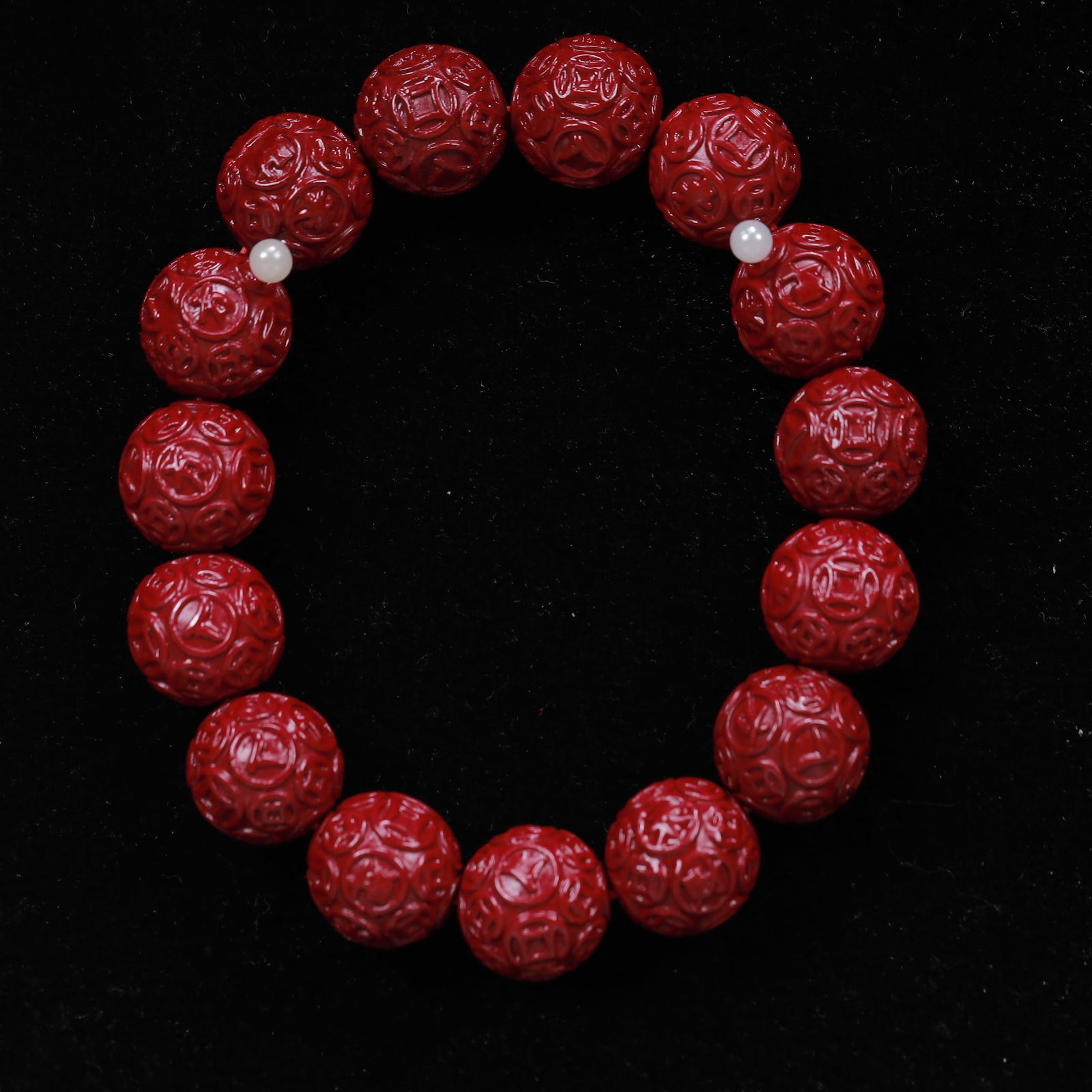 An Exquisite Cinnabar Bracelets: An Exquisite Cinnabar Bracelets, Size:14cm*15, Weight:58g 朱砂手串