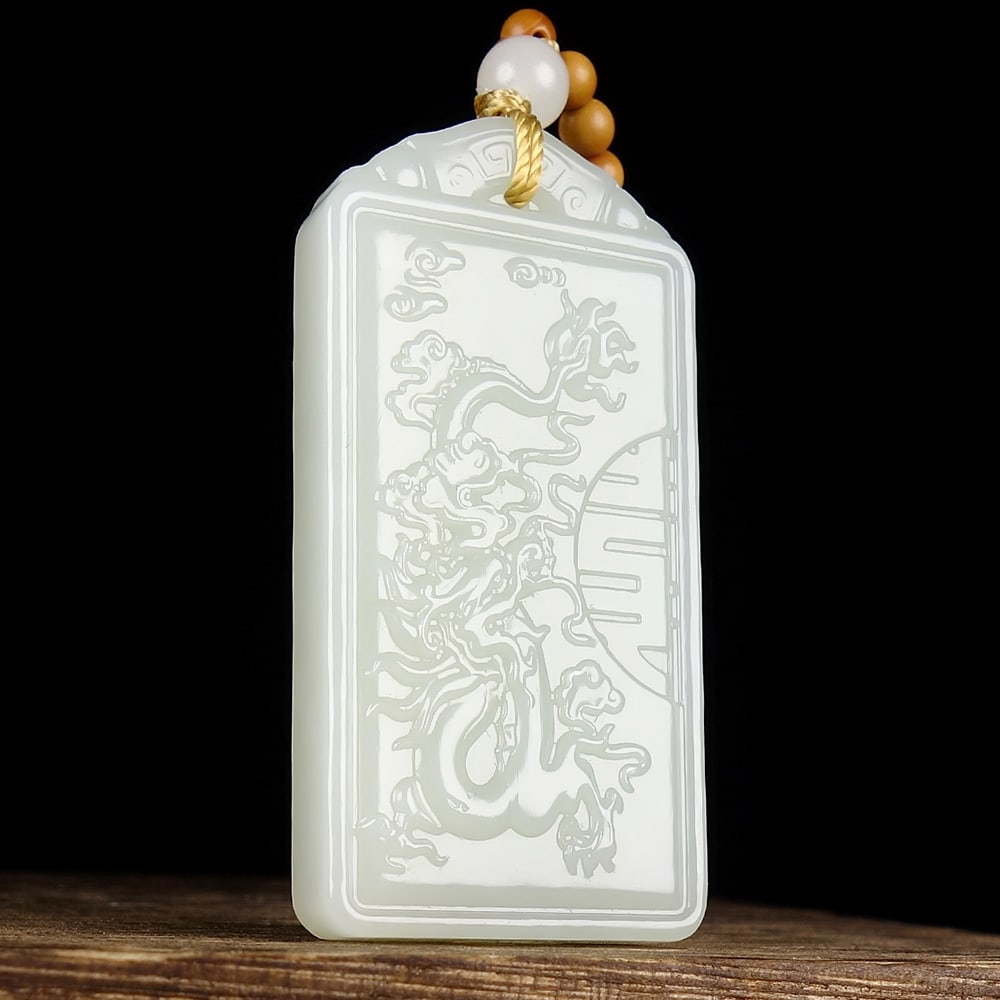 An Exquisite White Jade Dragon Pattern Pendant - 5