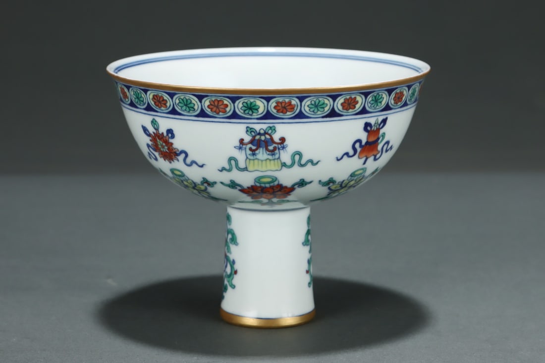A Exquisite Doucai Eight Treasures Pattern Cup - 4