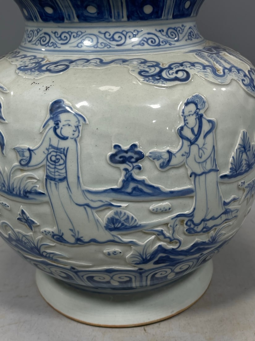 Blue and White Figures Pattern Vase - 6