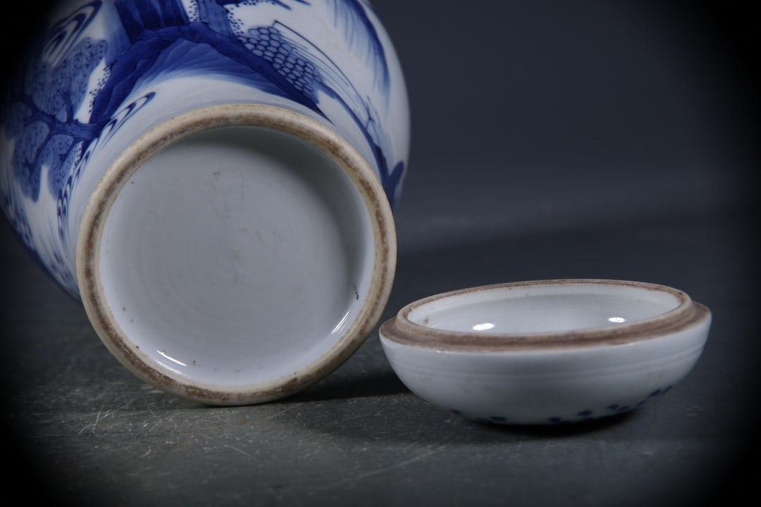 Blue and White Figures Pattern Jar - 9