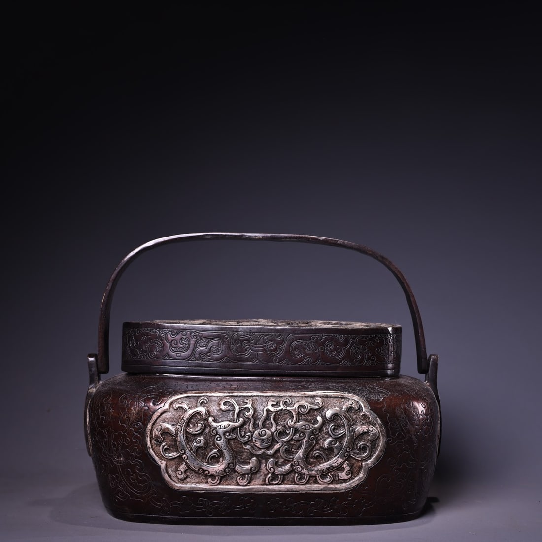 A Exquisite Coppery High-relief Carved Silver-plated Censer (1 of 9)