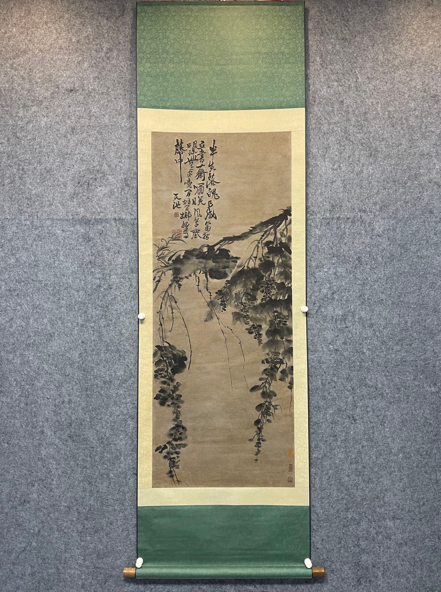 A Chinese Vertical Scroll Ink Painting of Flower on Paper (1 of 13)