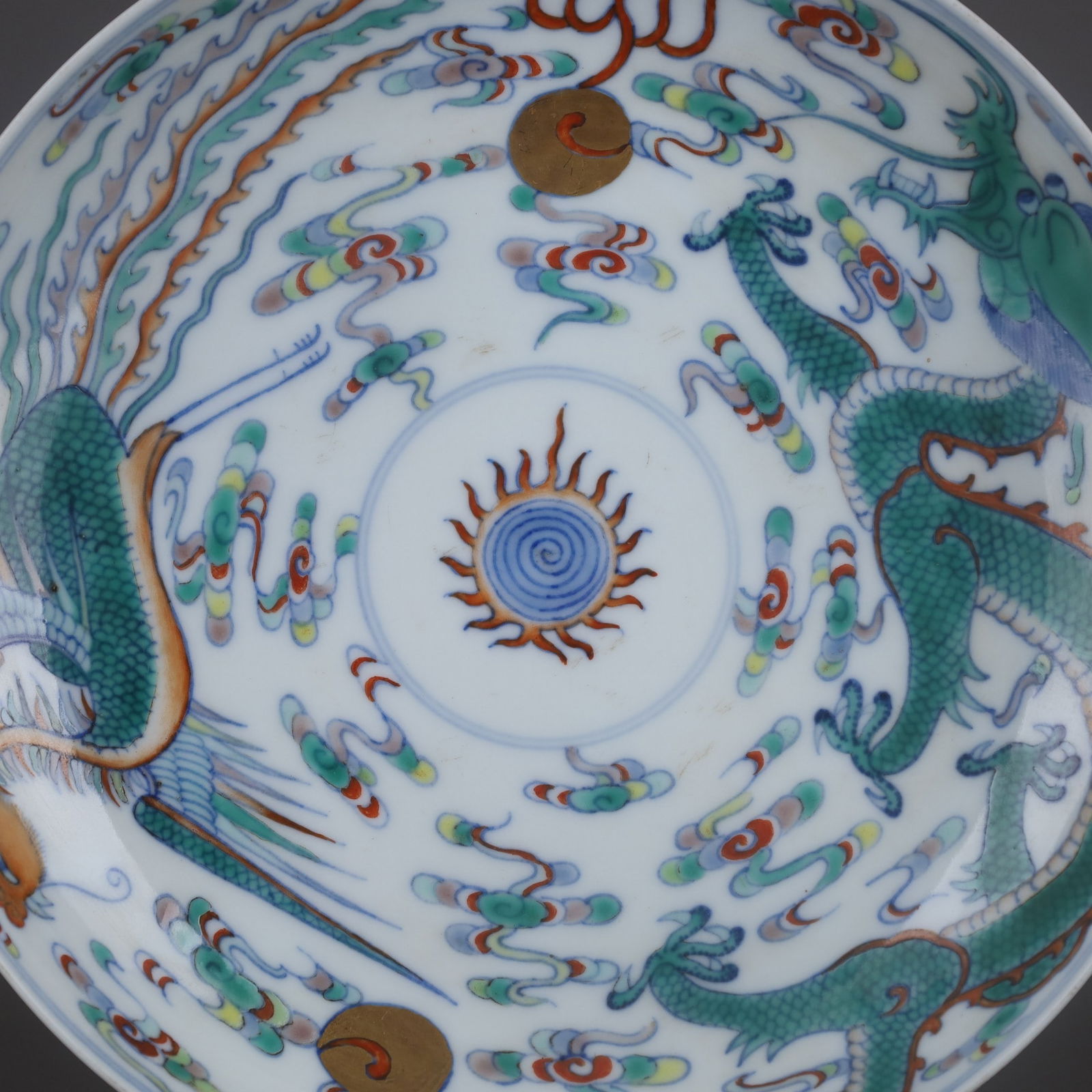 A Exquisite Doucai Dragon and Phoenix Pattern Plate - 2