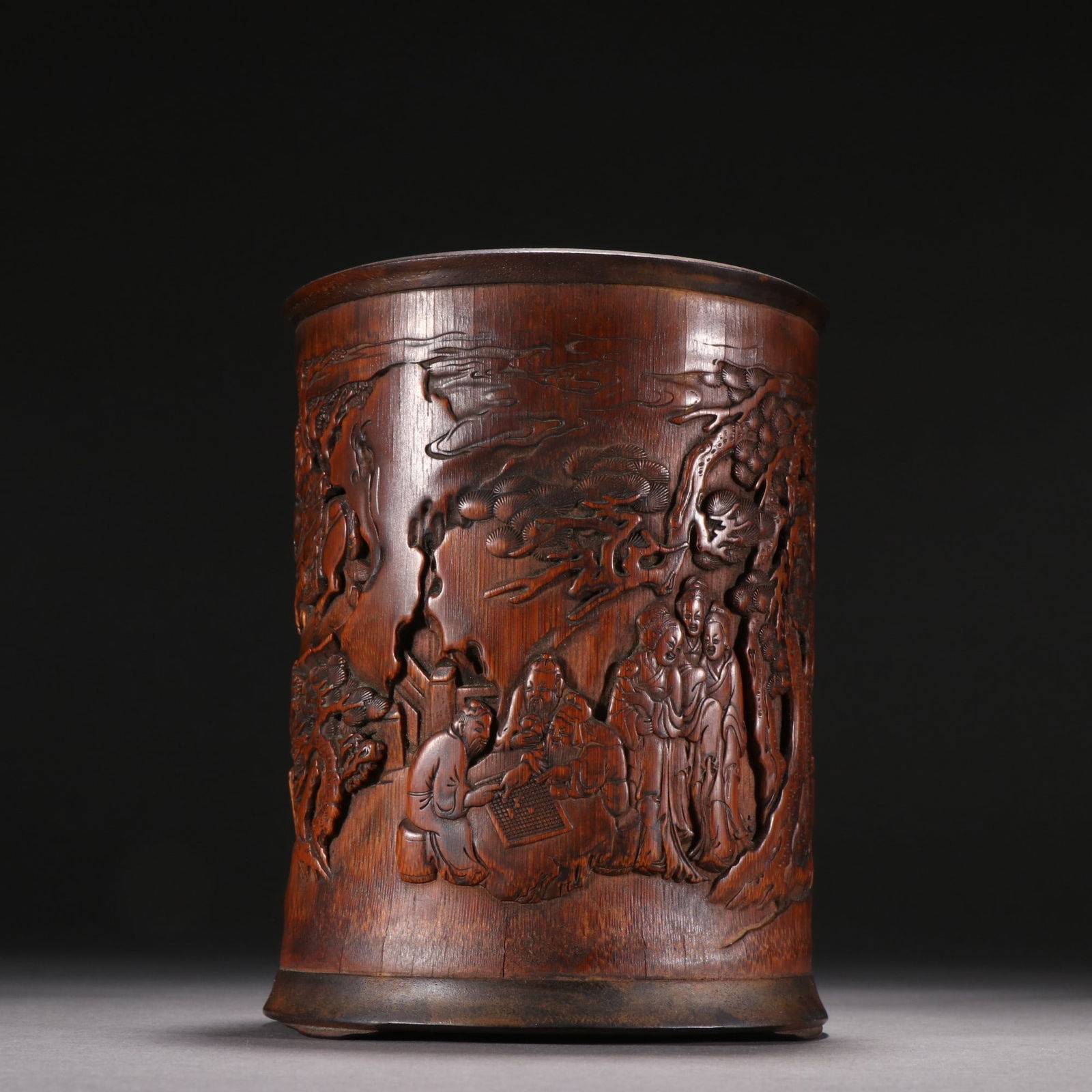 A Exquisite Bamboo Carving Character and Story Pattern Brush Pot (1 of 8)