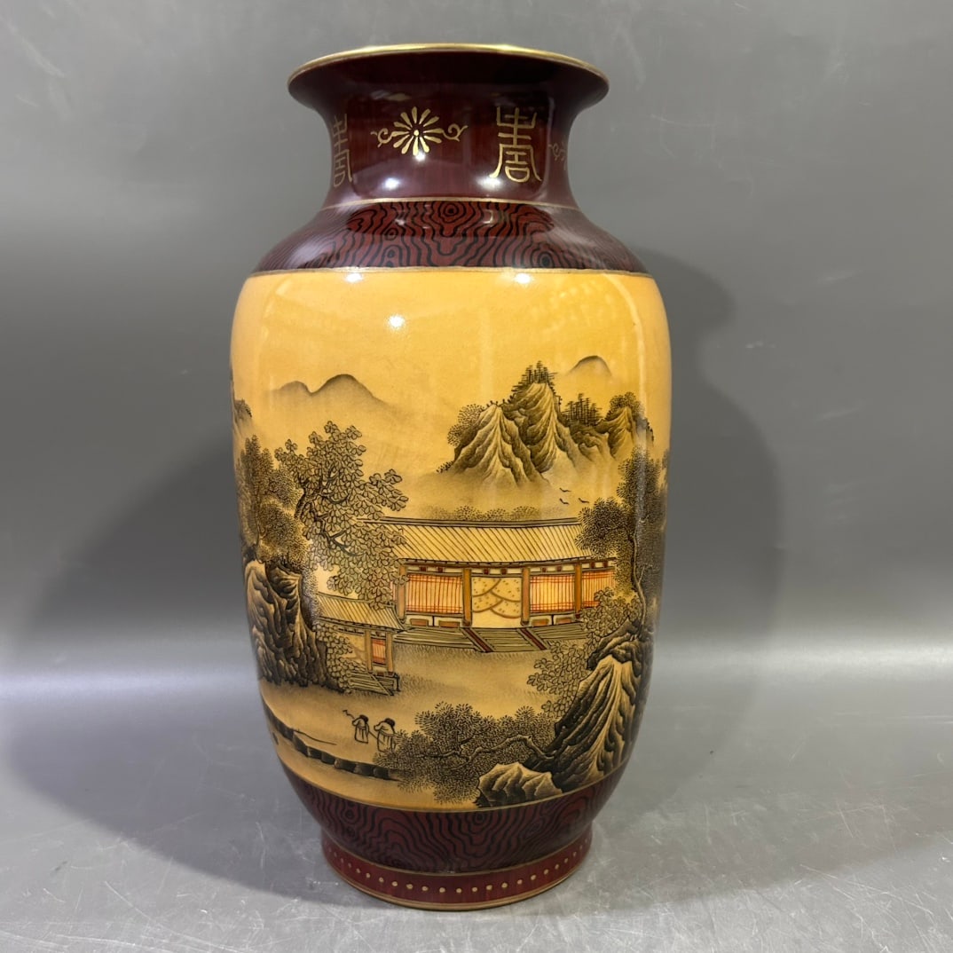 A Exquisite Ink Color Landscape Pattern Vase - 2