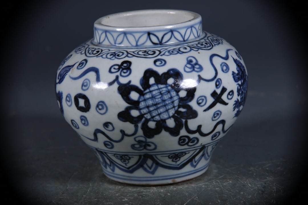 Blue and White Lion Pattern Jar - 3