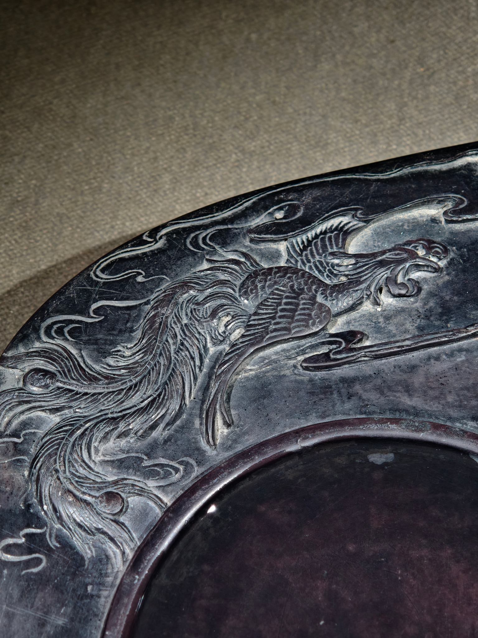 A Exquisite Landscape and Phoenix Pattern Inkstone - 6
