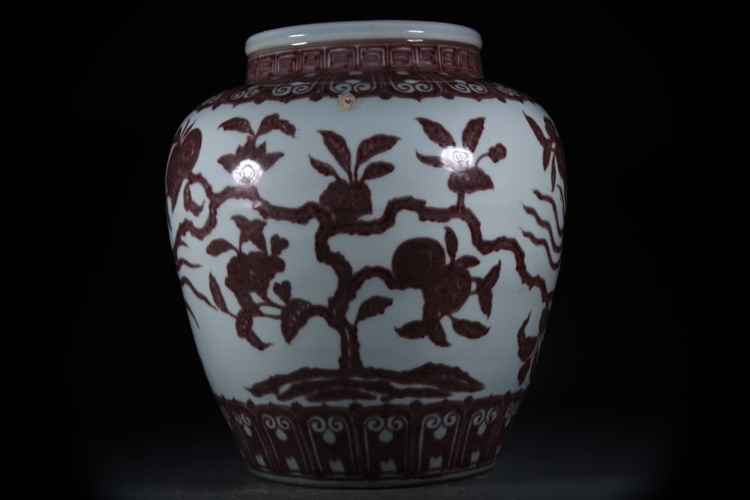 Underglaze-Red Phoenix Pomegranate Pattern Jar - 5