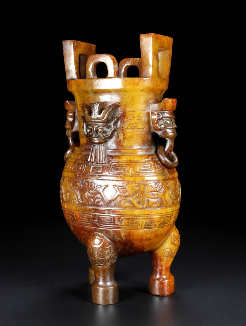 A Exquisite Hetian Jade Dragon Pattern Censer - 5