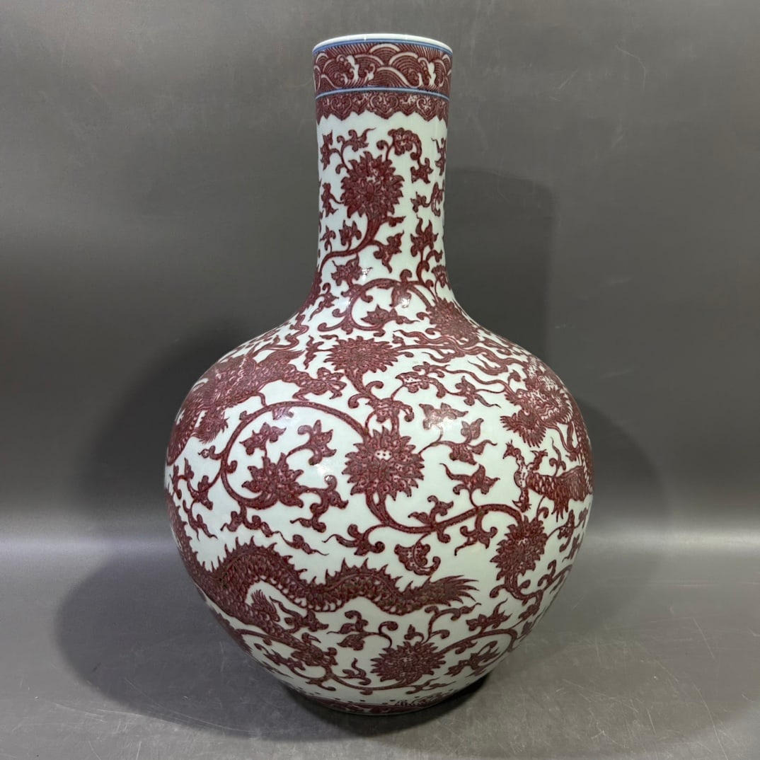 A Exquisite Underglaze-Red Lotus Dragon Pattern Vase - 2