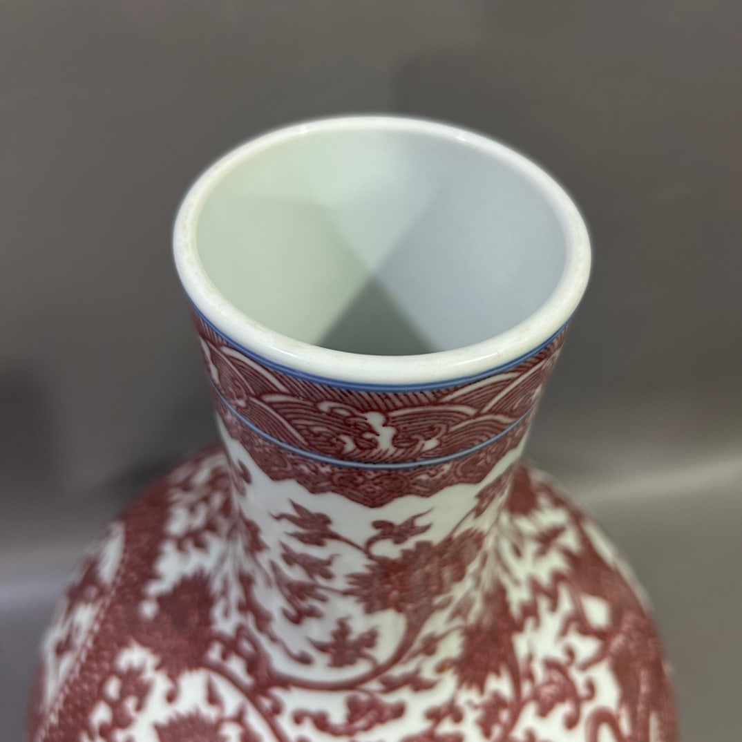 A Exquisite Underglaze-Red Lotus Dragon Pattern Vase - 5