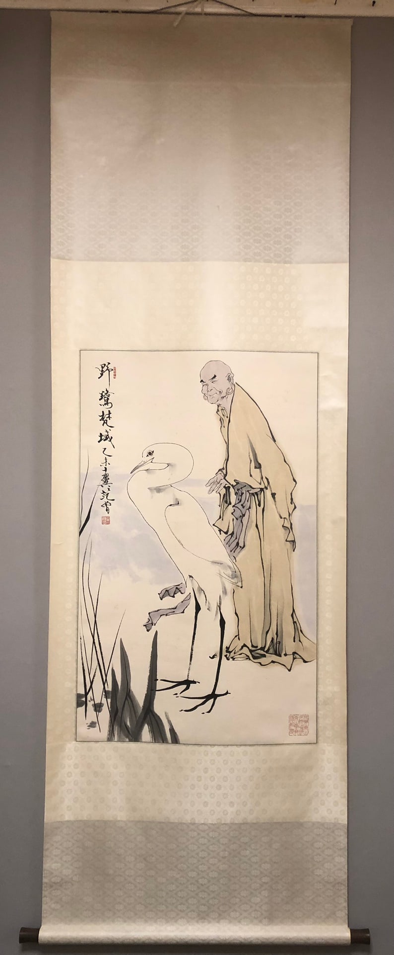 A Chinese Vertical Scroll Ink Painting of Figures on Paper: A Chinese Vertical Scroll Ink Painting of Figures on Paper,Modern Time of China,Fan Zeng,Size:39inx23.6in 