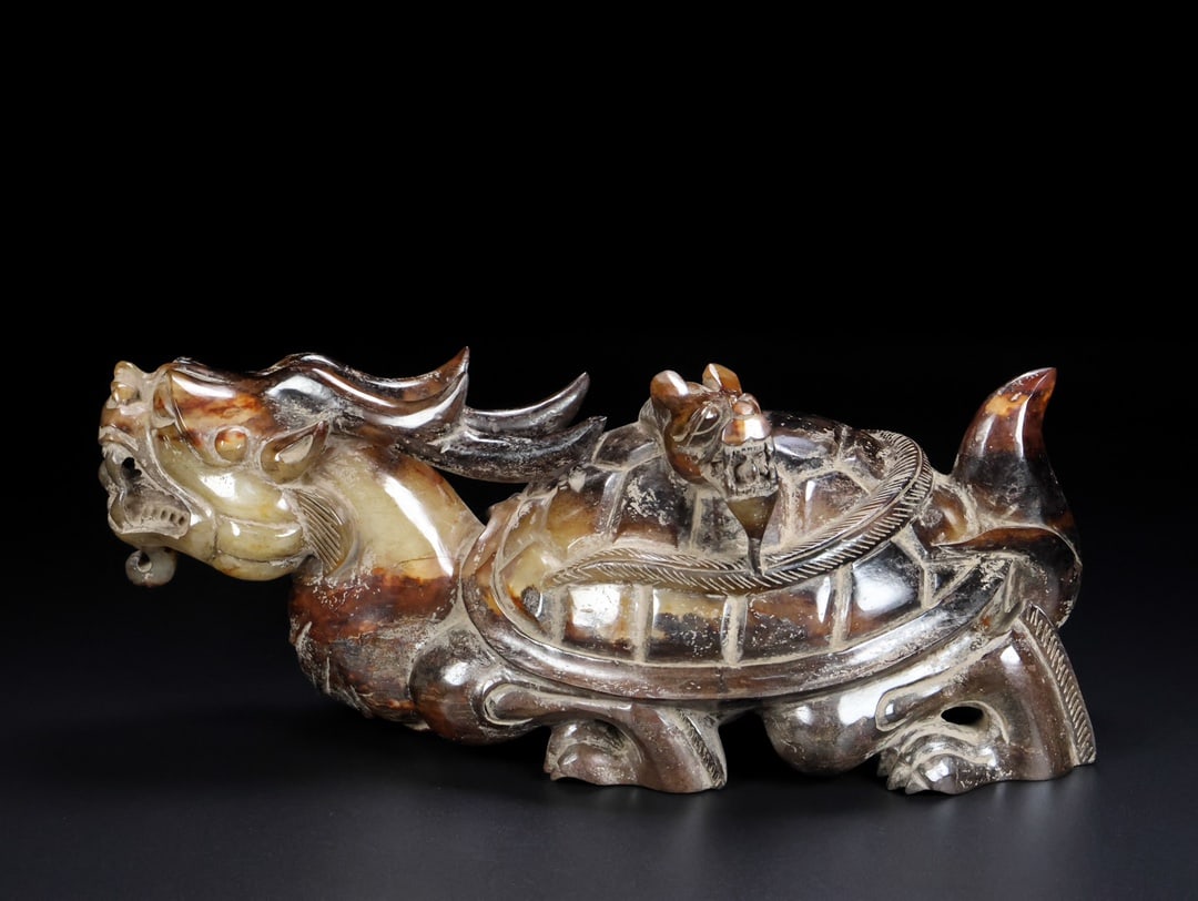 A Rare Hetian Jade Dragon Turtle - 2