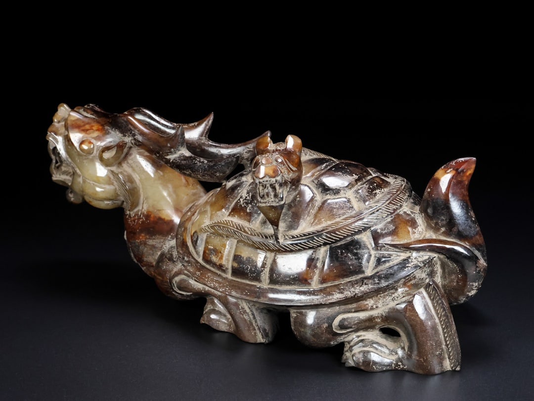 A Rare Hetian Jade Dragon Turtle - 3