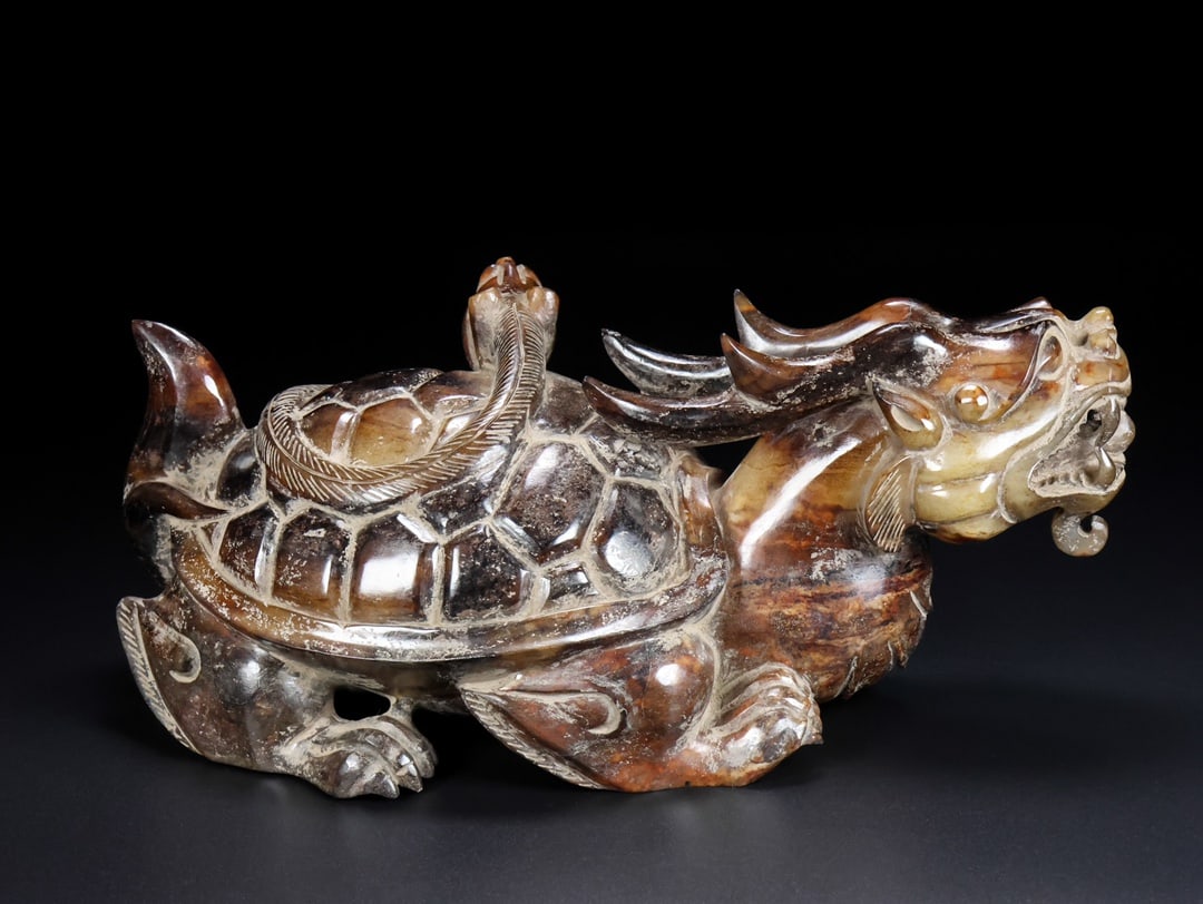 A Rare Hetian Jade Dragon Turtle - 4
