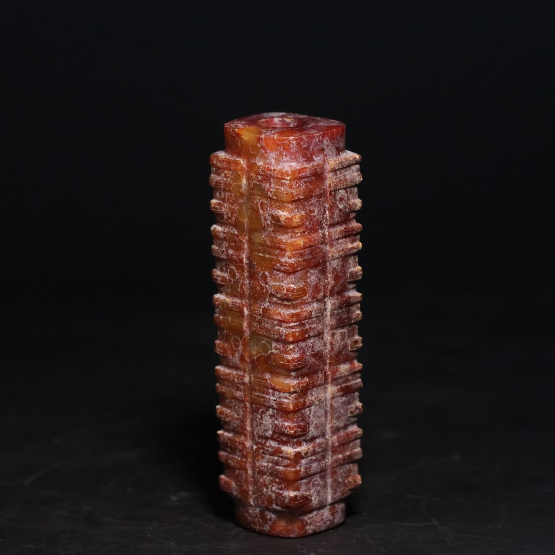 A Exquisite Gaogu Jade Beast-Face Pattern Ornament: A Exquisite Gaogu Jade Beast-Face Pattern Ornament,Ancient Time, China,Size:0.9inx0.8inx3.3in,Weight:108.2g 