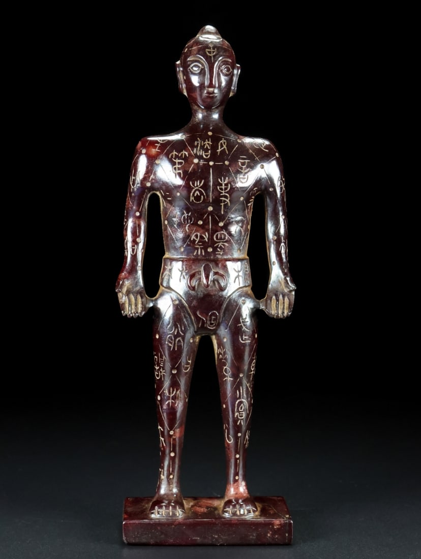 A Exquisite Hotan Jade Human-Shaped Ornament: A Exquisite Hotan Jade Human-Shaped Ornament,Han Dynasty, China 和田玉穴位俑,中国汉代