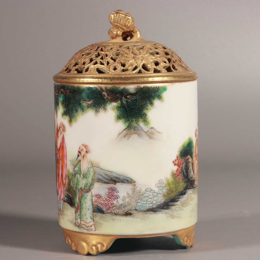 A Exquisite Enamel Figures Pattern Tripod Censer - 5