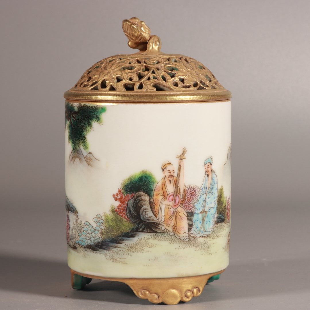 A Exquisite Enamel Figures Pattern Tripod Censer - 6