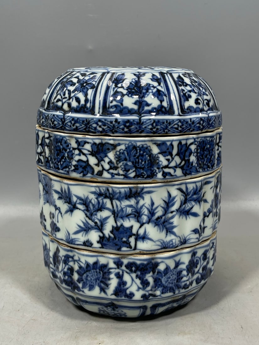 Blue and White Flower Pattern Jar - 2