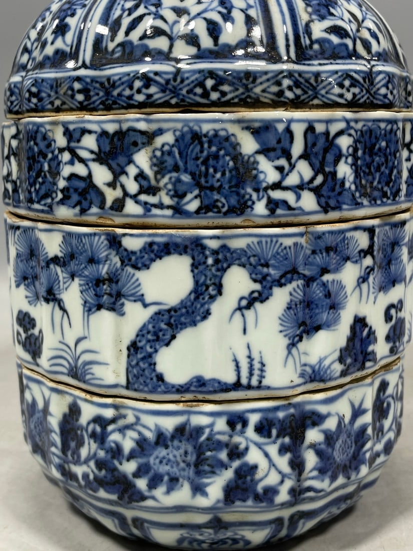 Blue and White Flower Pattern Jar - 6