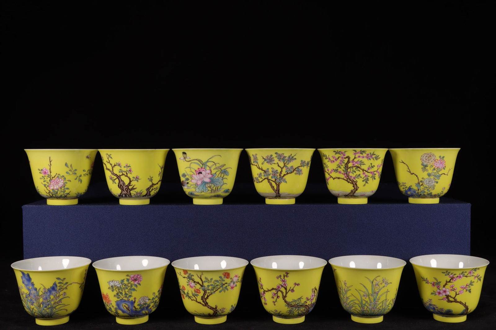 A Set of Exquisite Lemon Yellow Glaze Flower Pattern Cup (1 of 9)