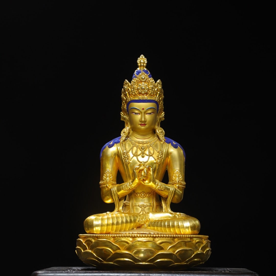 A Exquisite Gilt Bronze Painted Color Statue of Tara Ornament (1 of 9)
