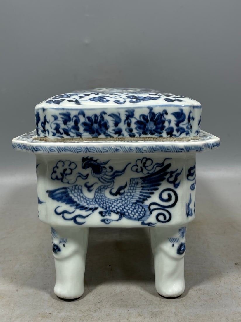 Blue and White Dragon Phoenix Pattern Flowerpot - 4
