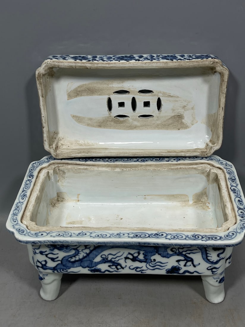 Blue and White Dragon Phoenix Pattern Flowerpot - 6