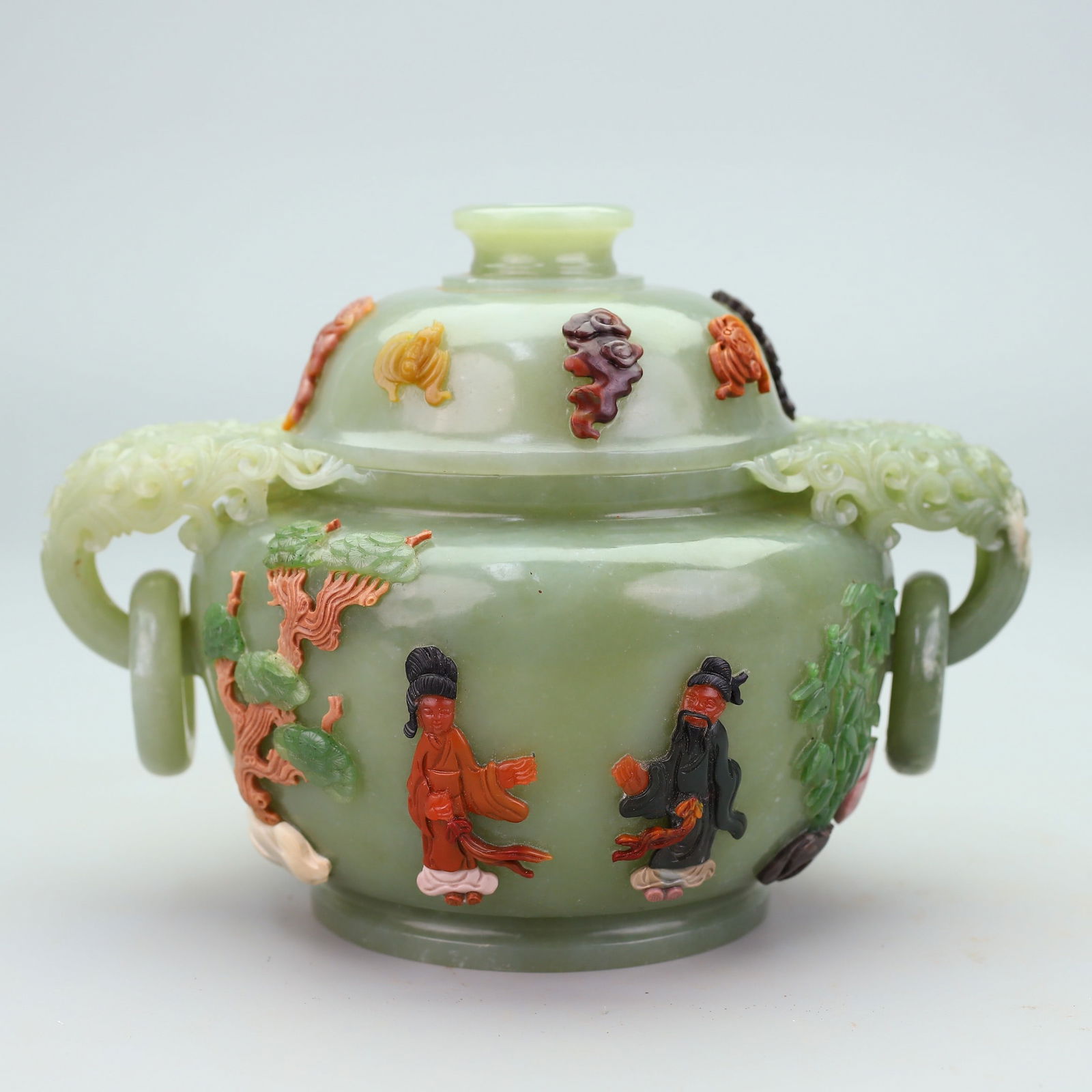 A Exquisite Hetian Jade Human Pattern Double-Ears Ewer - 3