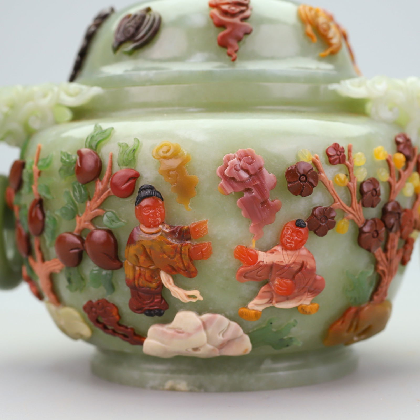 A Exquisite Hetian Jade Human Pattern Double-Ears Ewer - 9