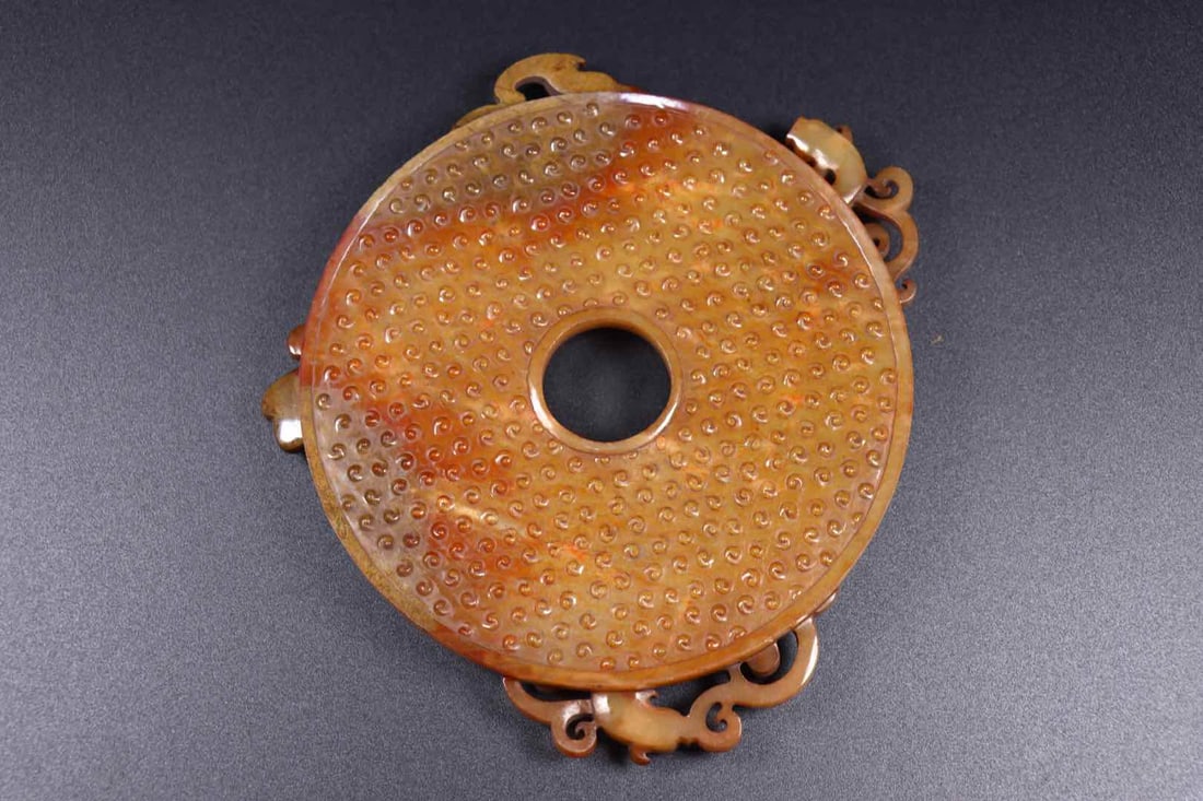 A Exquisite Hetian Jade Dragon Pattern Jade Bi - 9