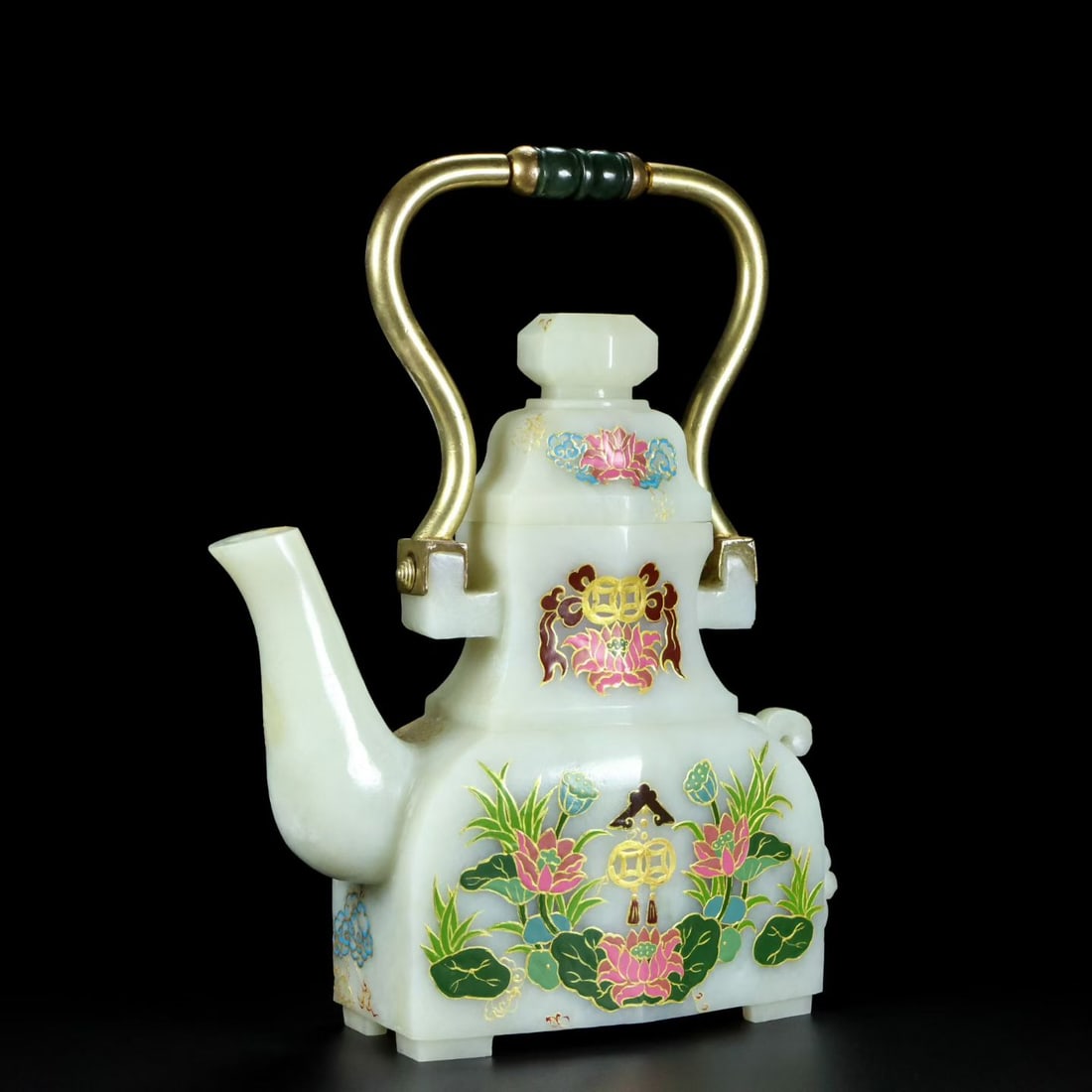 A Exquisite Hotan Jade Lotus Leaf Pattern Ewer - 5