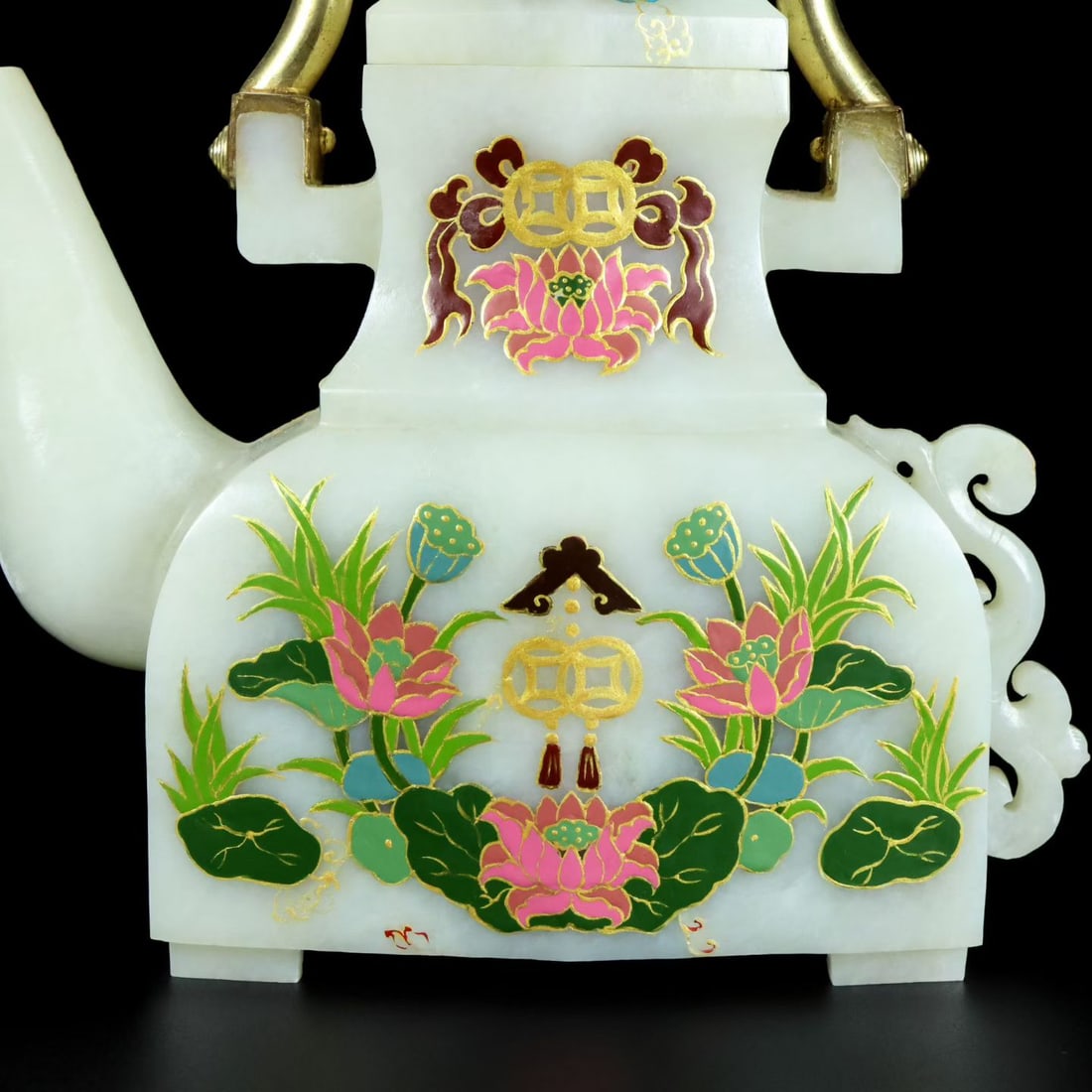 A Exquisite Hotan Jade Lotus Leaf Pattern Ewer - 7