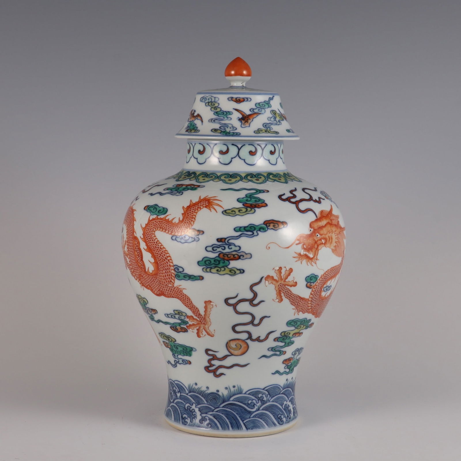 A Rare Doucai Cloud and Dragon Pattern Jar - 2