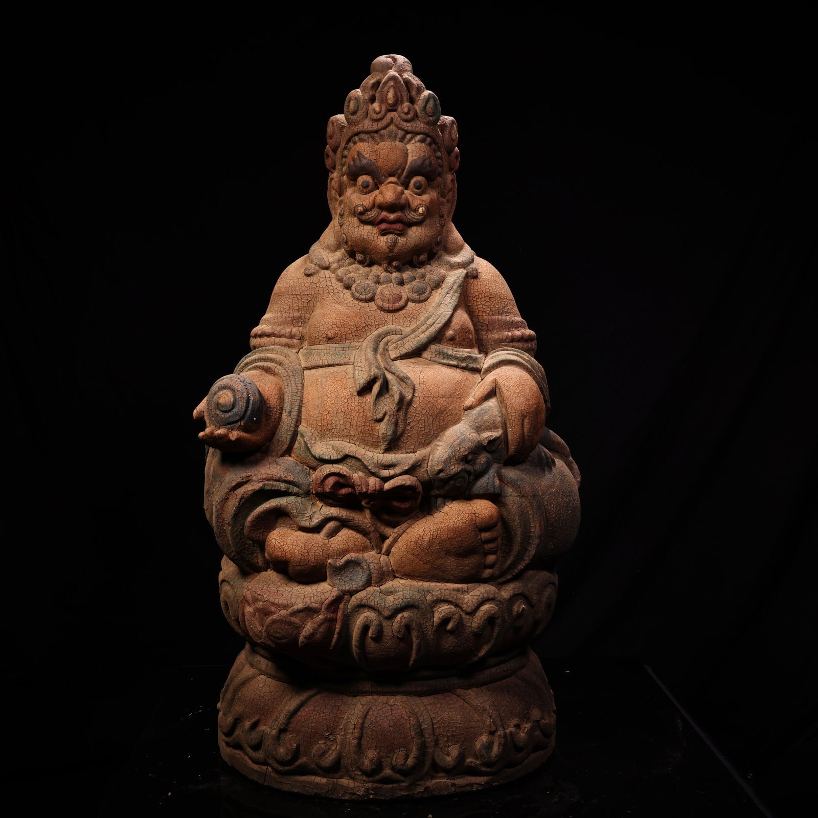 A Exquisite Wood Carved Painted Color Statue of Mammon (1 of 13)