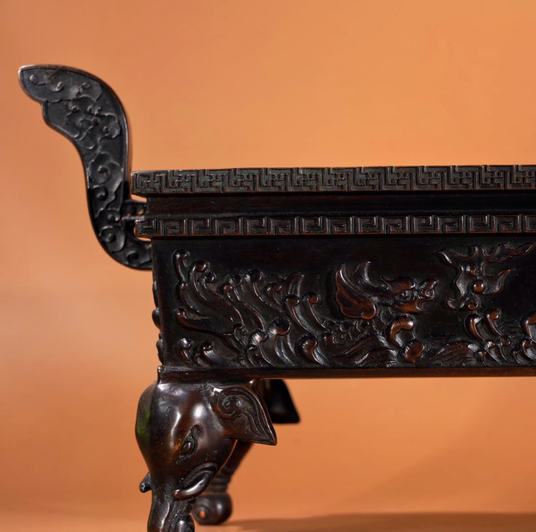 A Exquisite Bronze Kirin Pattern Double-Ears Censer - 2