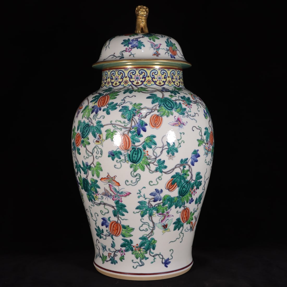 A Exquisite Blue and White Doucai Flower and Fruit Pattern Jar: A Exquisite Blue and White Doucai Flower and Fruit Pattern Jar,Qing Dynasty, China,Qianlong Six-character Mark,Size:24.4inx7.4inx13inx9.3in 青花斗彩瓜果纹 