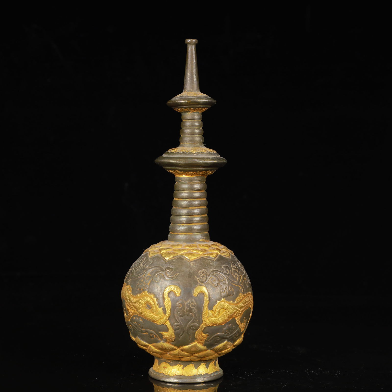 An Exquisite Gilt Silver Dragon Pattern Vase - 12