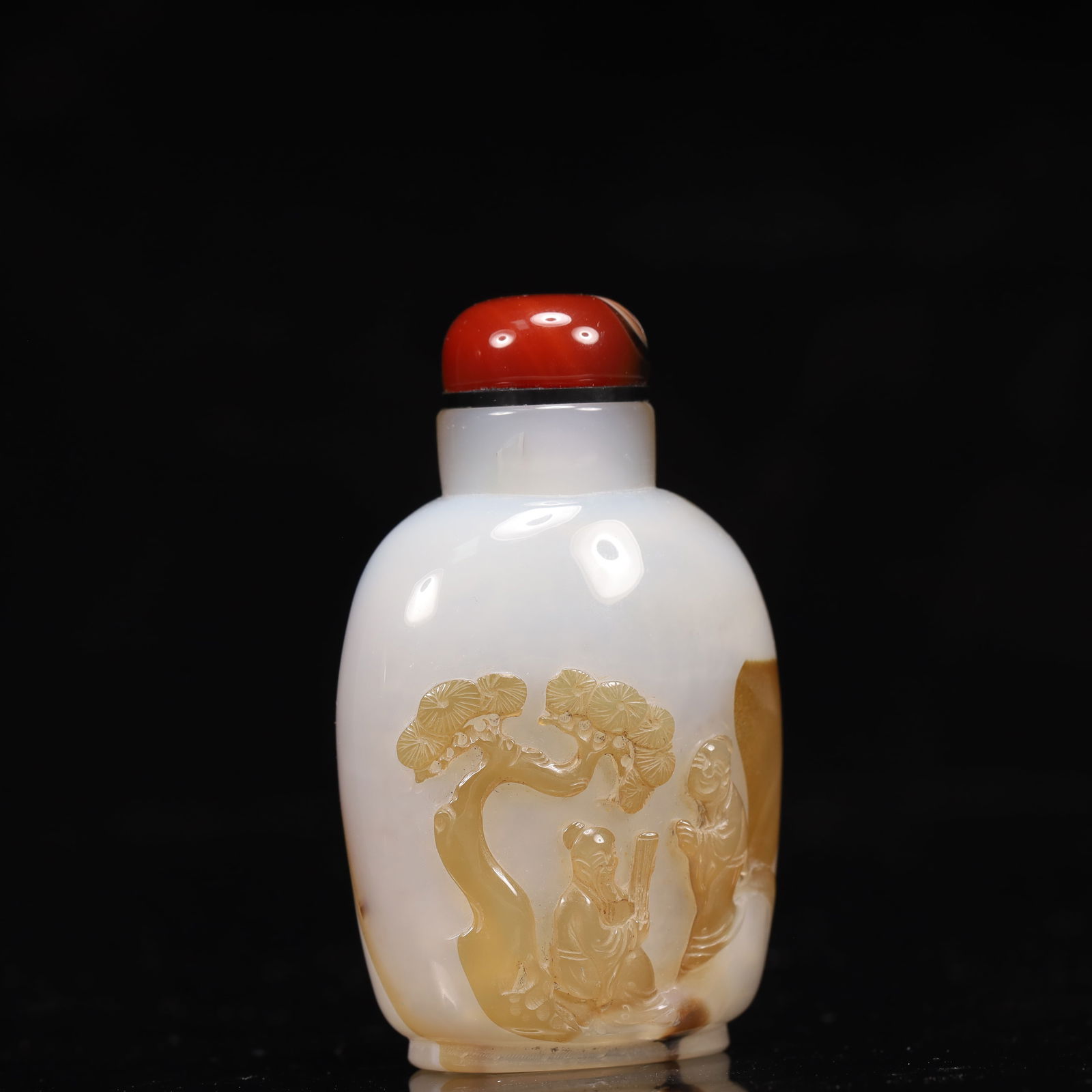 An Exquisite Agate Figure and Pine Pattern Snuff Bottle - 3