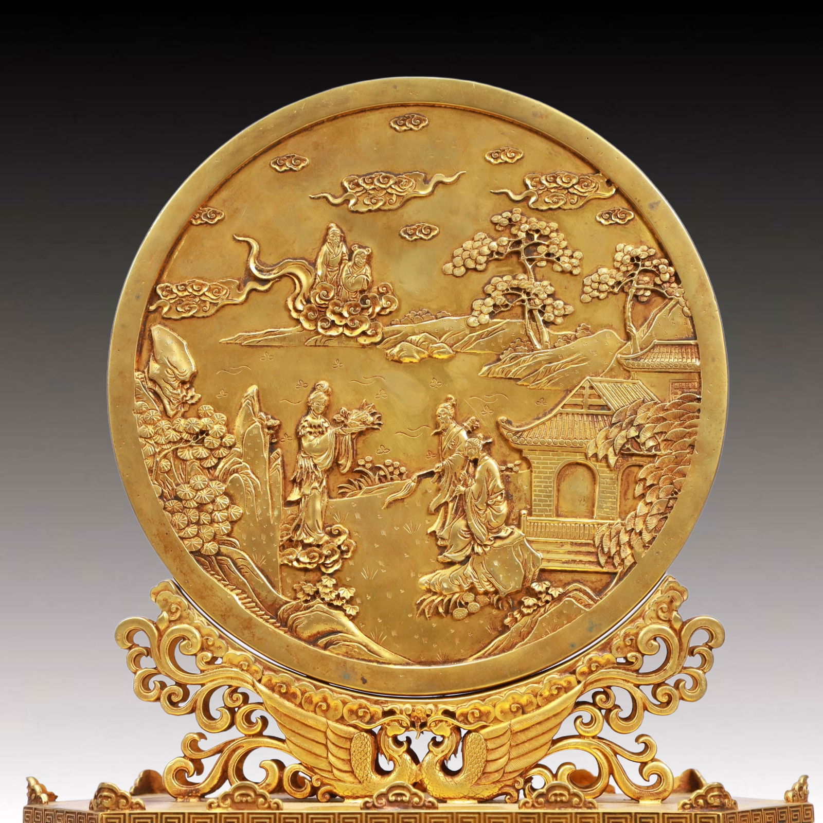 A Rare Gilt Bronze Figure Pattern Table Screen - 2