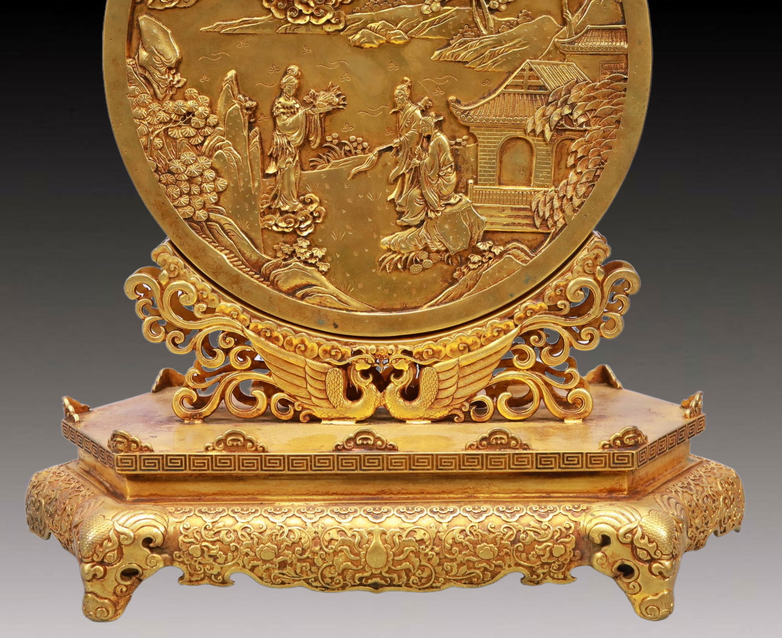 A Rare Gilt Bronze Figure Pattern Table Screen - 3