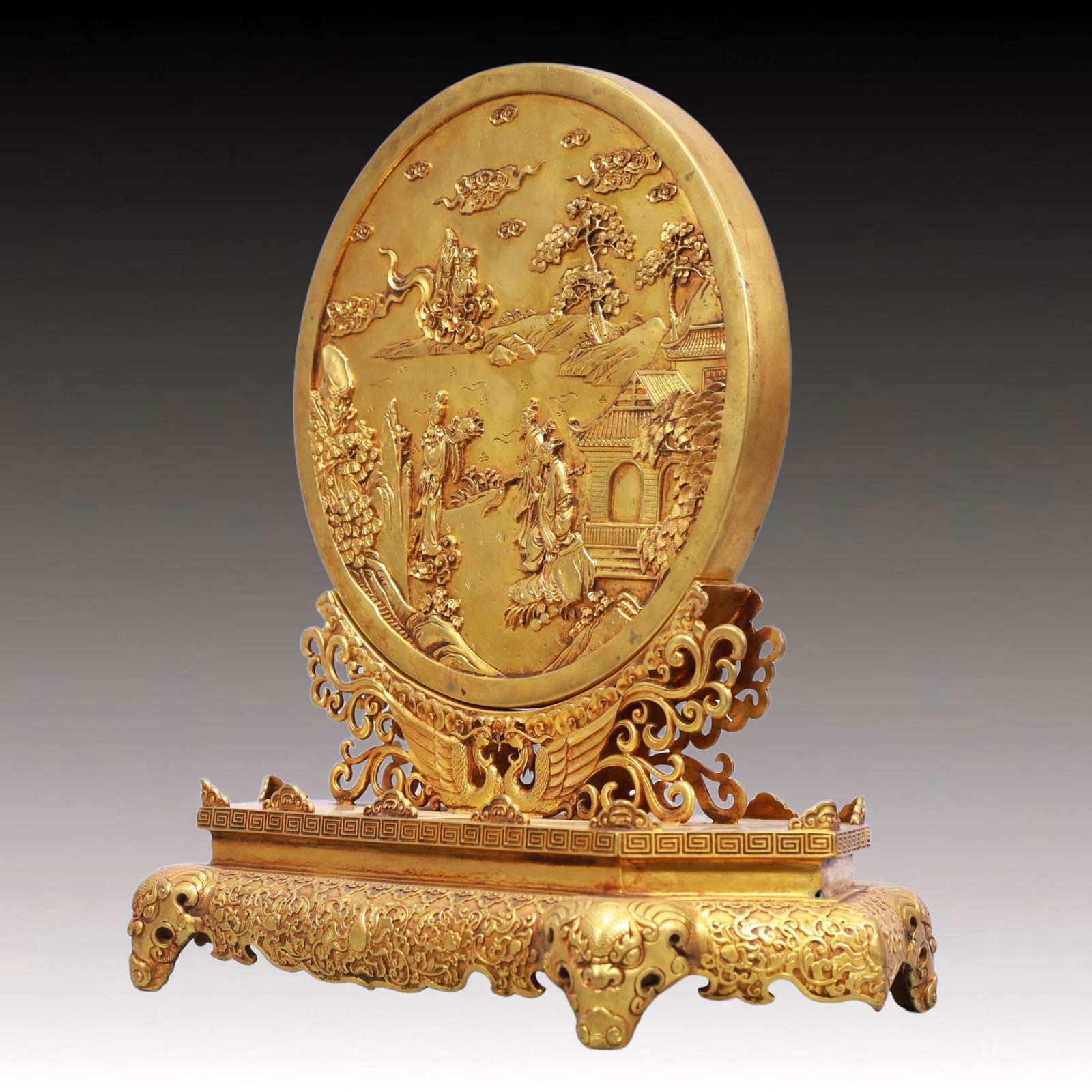 A Rare Gilt Bronze Figure Pattern Table Screen - 4