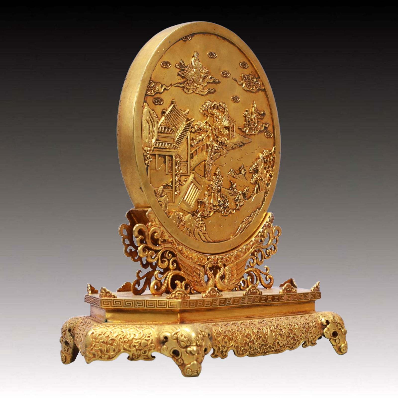 A Rare Gilt Bronze Figure Pattern Table Screen - 6