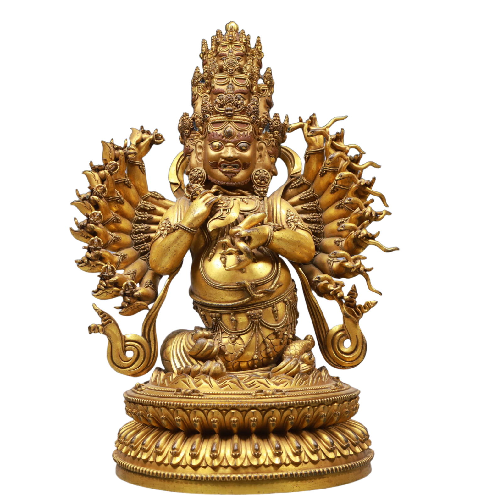 A Solemn Gilt Bronze Statue of Chakrasamvara: A Solemn Gilt Bronze Statue of Chakrasamvara,Ming Dynasty, China,Yongle Six-character Mark,Size:33x25x19.5in,Weight:18550g 