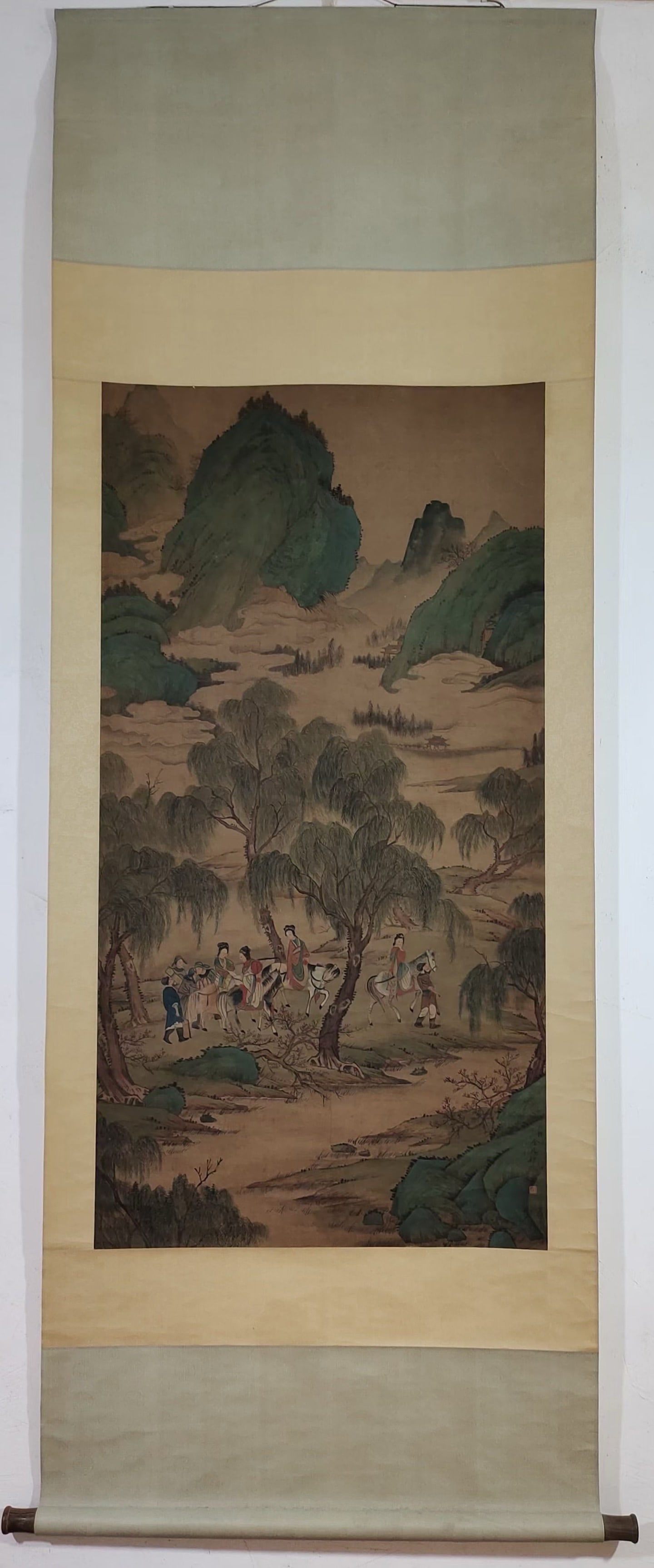 A Chinese Vertical Scroll Ink Painting of Landscape and Figure on Paper,Jin Yanbiao (1 of 9)
