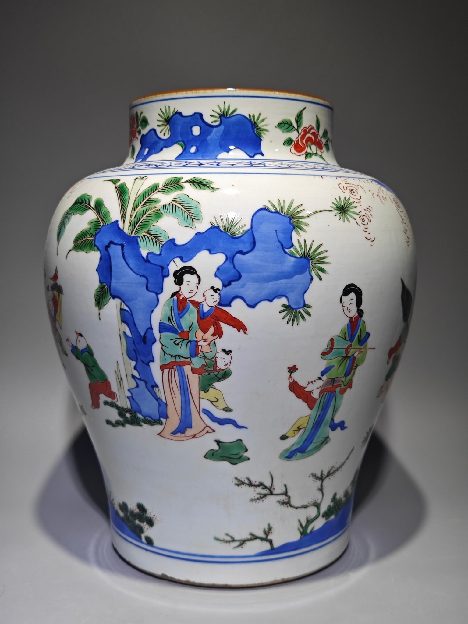 A Rare Wucai Character and Story Pattern Jar (1 of 9)